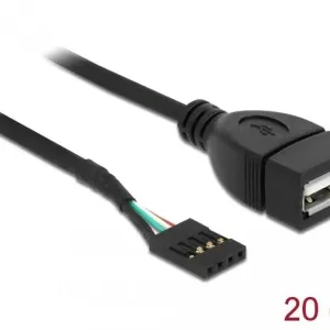 Кабел DeLock USB Pin header женско > USB 2.0 type-A женски, 20 cm
