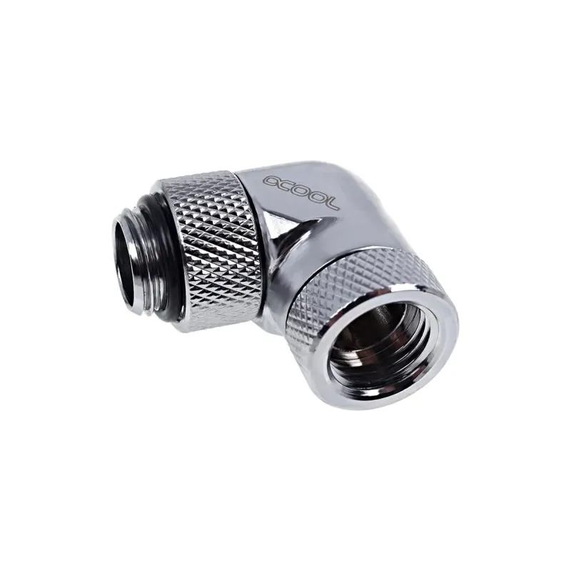 Ъглов адаптер Alphacool Eiszapfen, 90°, G1/4 външна към G1/4 вътрешна резба, Сребрист