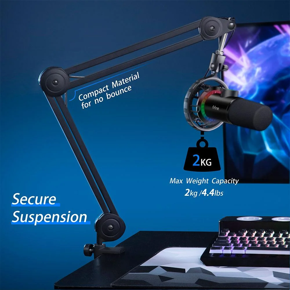 Микрофон със стойка FIFINE T658 Dynamic RGB - Black