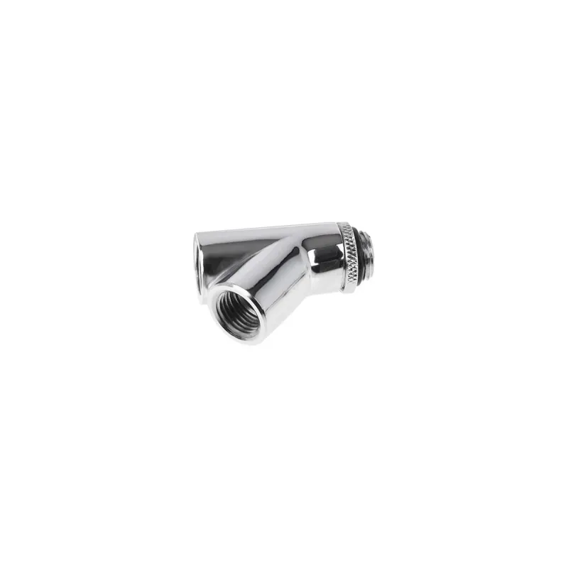 Y-конектор Alphacool Eiszapfen, Въртящ се, 45°, G1/4 външна към 2 x G1/4 вътрешна резба, Сребрист