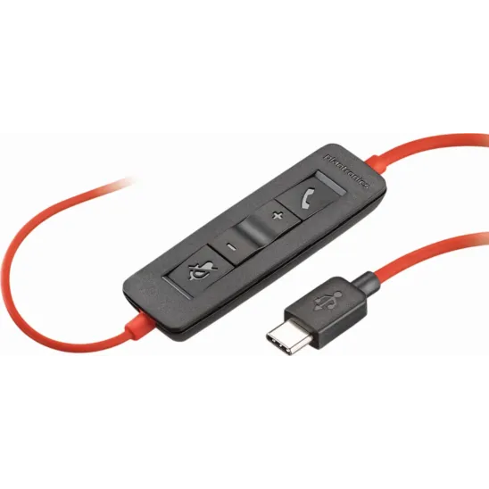 Слушалки с микрофон Poly Blackwire 3225 Stereo USB-C Headset+3.5mm Plug + USB-C/A Adapter