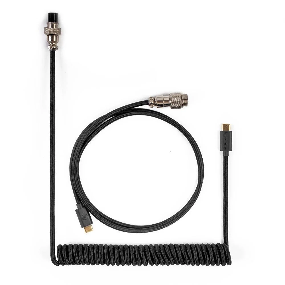 Кабел за клавиатура Keychron Coiled Aviator Custom USB Cable, USB-C - USB-C, Черен Кабел за клавиатура Keychron Coiled Aviator Custom USB Cable, USB-C - USB-C, Черен