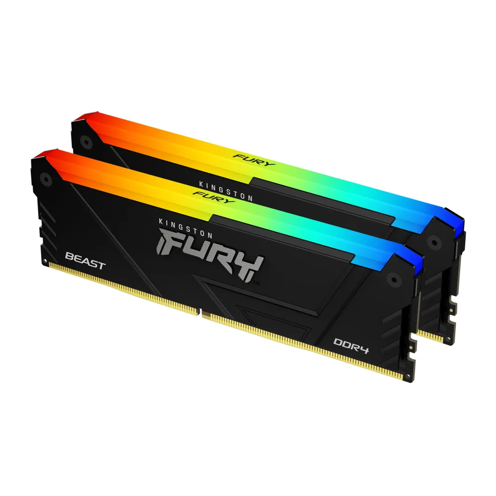 Памет Kingston FURY Beast Black RGB 32GB(2x16GB) DDR4 3200MHz CL16 Памет Kingston FURY Beast Black RGB 32GB(2x16GB) DDR4 3200MHz CL16