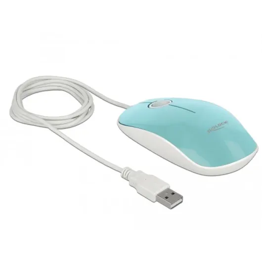 Оптична мишка DeLock, USB-A, Кабел 1.3 м, USB, 1200 dpi, Tюркоаз Оптична мишка DeLock, USB-A, Кабел 1.3 м, USB, 1200 dpi, Tюркоаз
