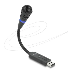 Микрофон с гъвкаво рамо Delock 66499 - USB и Mute бутон