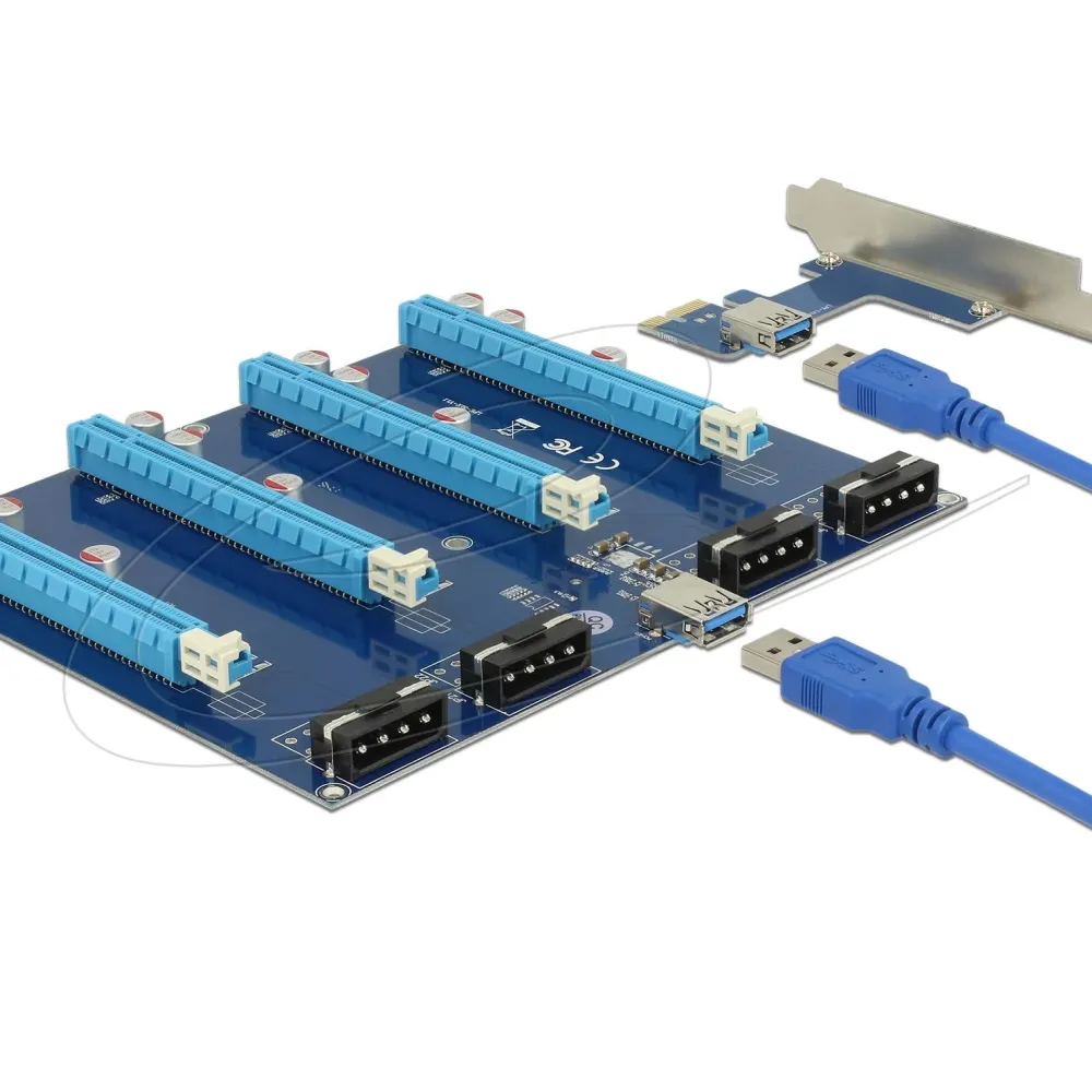 Конвертор Delock Riser Card PCI Express x1 > 4 x PCIe x16 with 60 cm USB cable