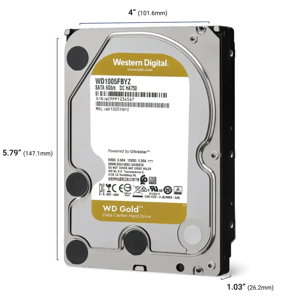 Хард диск WD Gold Enterprise, 14TB, 512MB Cache, SATA3, WD142KRYZ