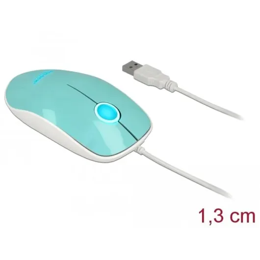 Оптична мишка DeLock, USB-A, Кабел 1.3 м, USB, 1200 dpi, Tюркоаз Оптична мишка DeLock, USB-A, Кабел 1.3 м, USB, 1200 dpi, Tюркоаз