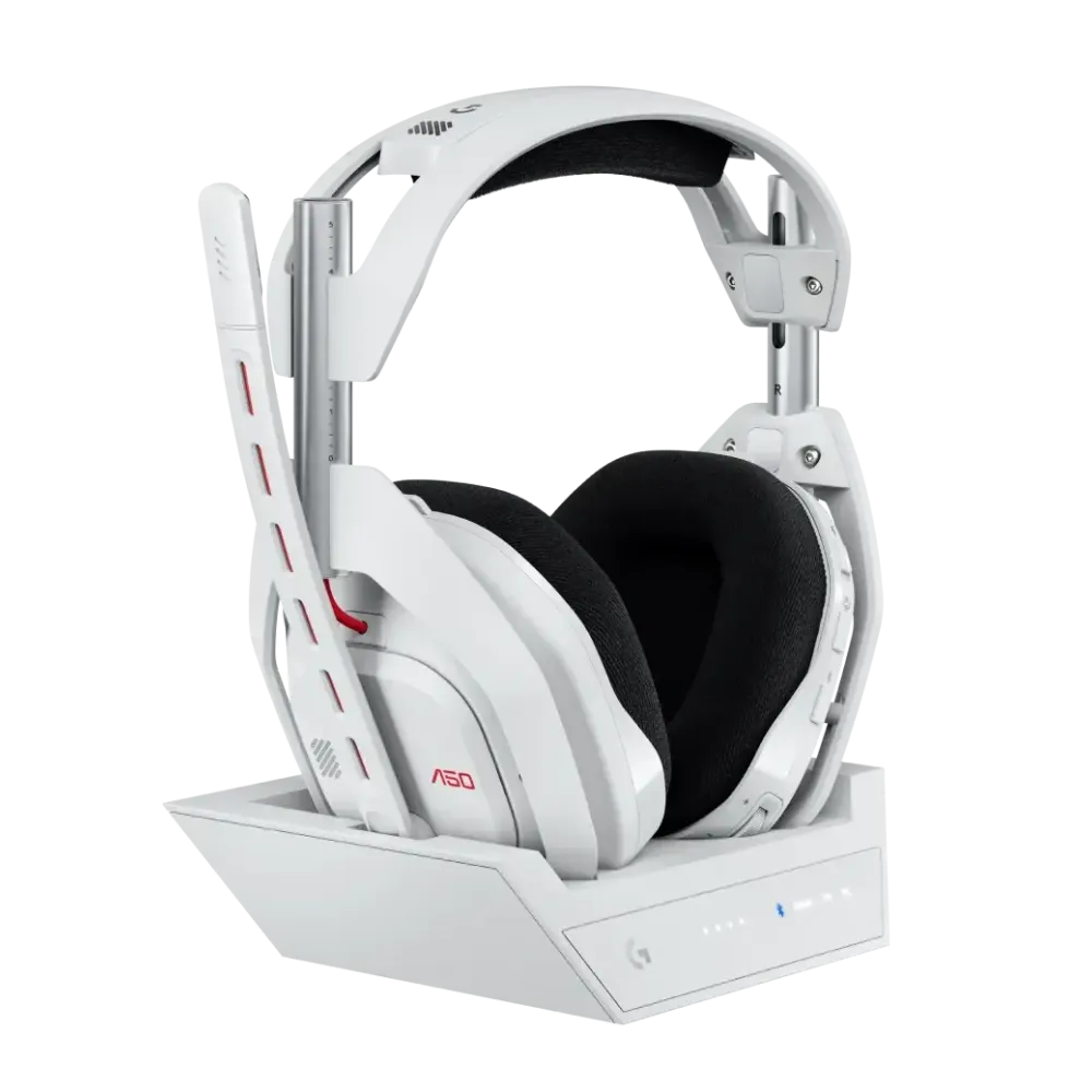 Logitech Astro A50 Lightspeed безжични слушалки с докинг станция, Бели
