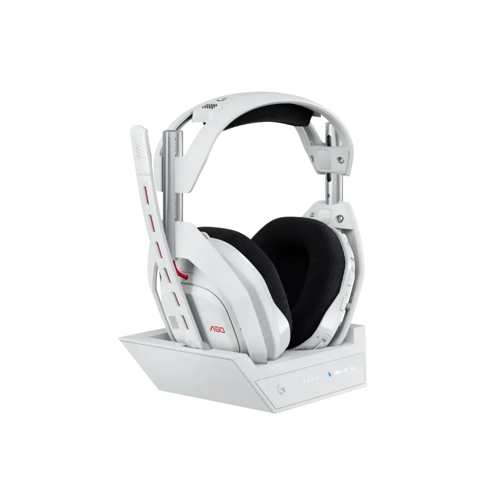 Logitech Astro A50 Lightspeed безжични слушалки с докинг станция, Бели
