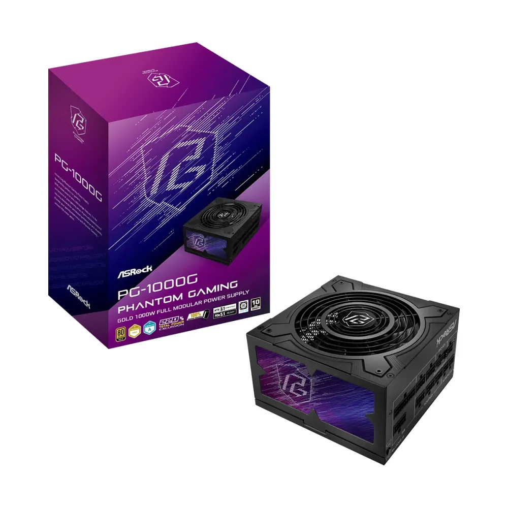 Захранващ блок ASRock Phantom Gaming 1000W 80+ Gold, PCIe 5.1