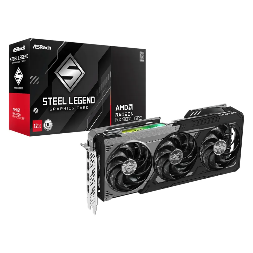 Видео карта ASRock Radeon RX 9070 GRE Steel Legend Dark 12GB OC GDDR6 Видео карта ASRock Radeon RX 9070 GRE Steel Legend Dark 12GB OC GDDR6