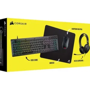 CORSAIR Геймърски бъндъл 4 в 1 - K55 CORE / HARPOON RGB PRO / HS35 Surround v2 / MM100