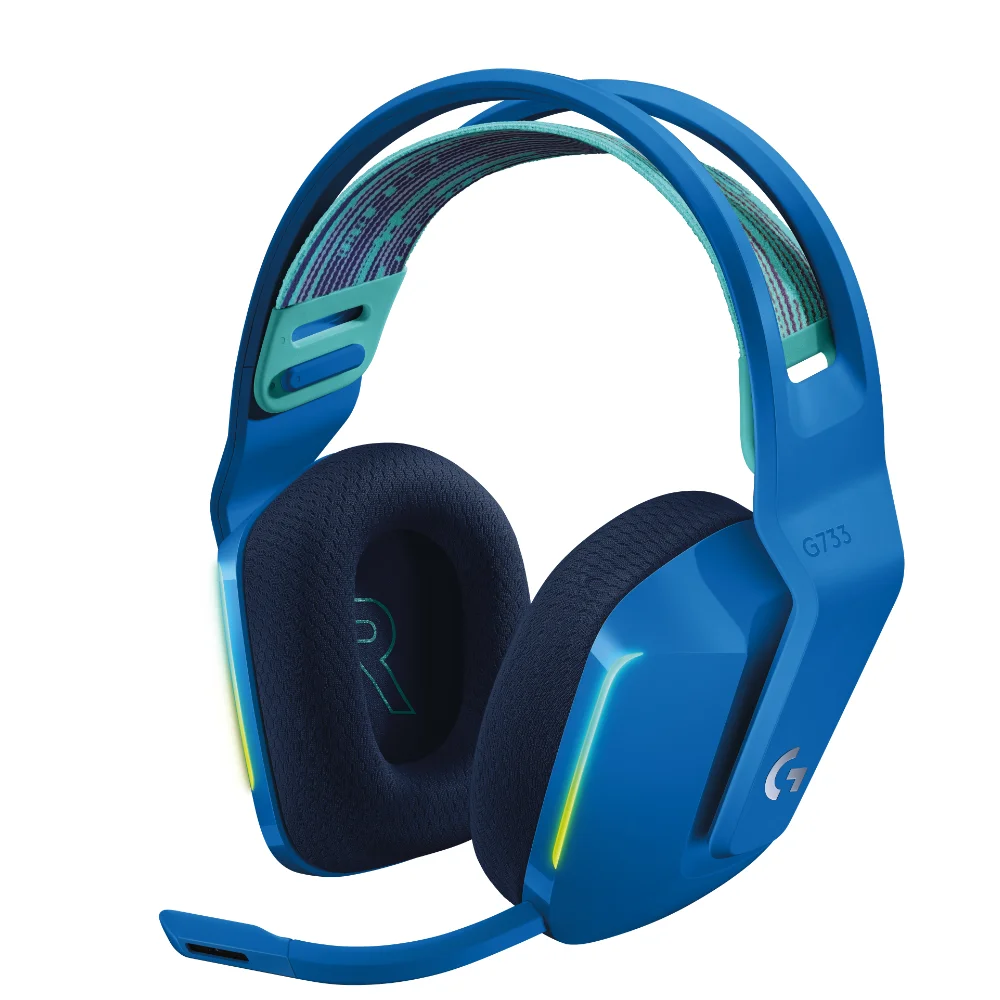 Геймърски слушалки Logitech G733 Blue Lightspeed Wireless RGB, Микрофон, Сини Геймърски слушалки Logitech G733 Blue Lightspeed Wireless RGB, Микрофон, Сини