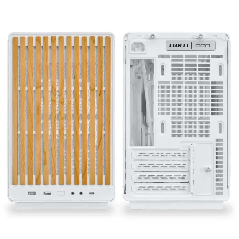 Кутия Lian Li DAN A3-mATX Wood Edition White, Tempered Glass, Micro Tower