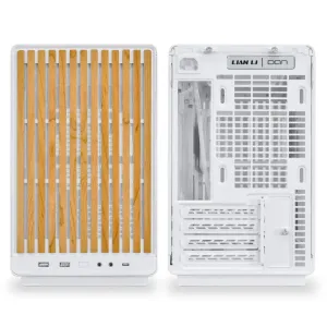 Кутия Lian Li DAN A3-mATX Wood Edition White, Tempered Glass, Micro Tower