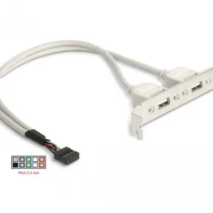 Скоба Delock, За монтаж в PC, USB 10 pin към 2 x USB 2.0 type A