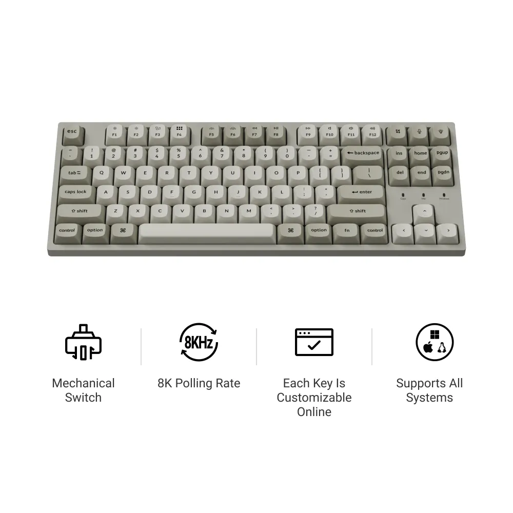 Геймърска Механична клавиатура Keychron C1 Pro 8K QMK - Super Brown Switch Геймърска Механична клавиатура Keychron C1 Pro 8K QMK - Super Brown Switch