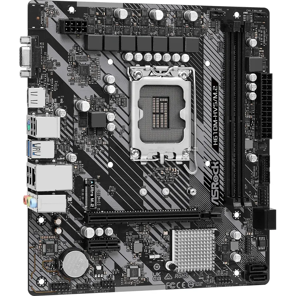 Дънна платка ASRock H610M-HVS/M.2 R2.0, LGA1700, DDR4, mATX Дънна платка ASRock H610M-HVS/M.2 R2.0, LGA1700, DDR4, mATX