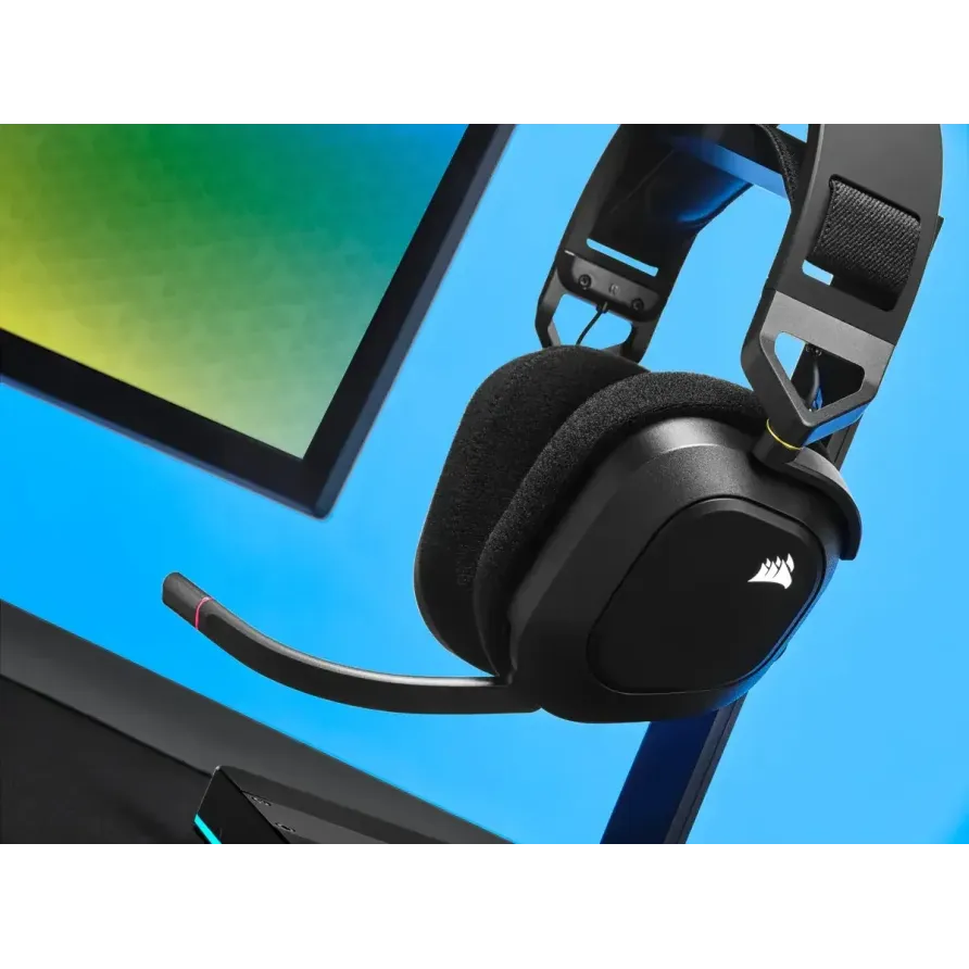 Геймърски слушалки с микрофон Corsair HS80 RGB Carbon безжични PC/PS5/PS4