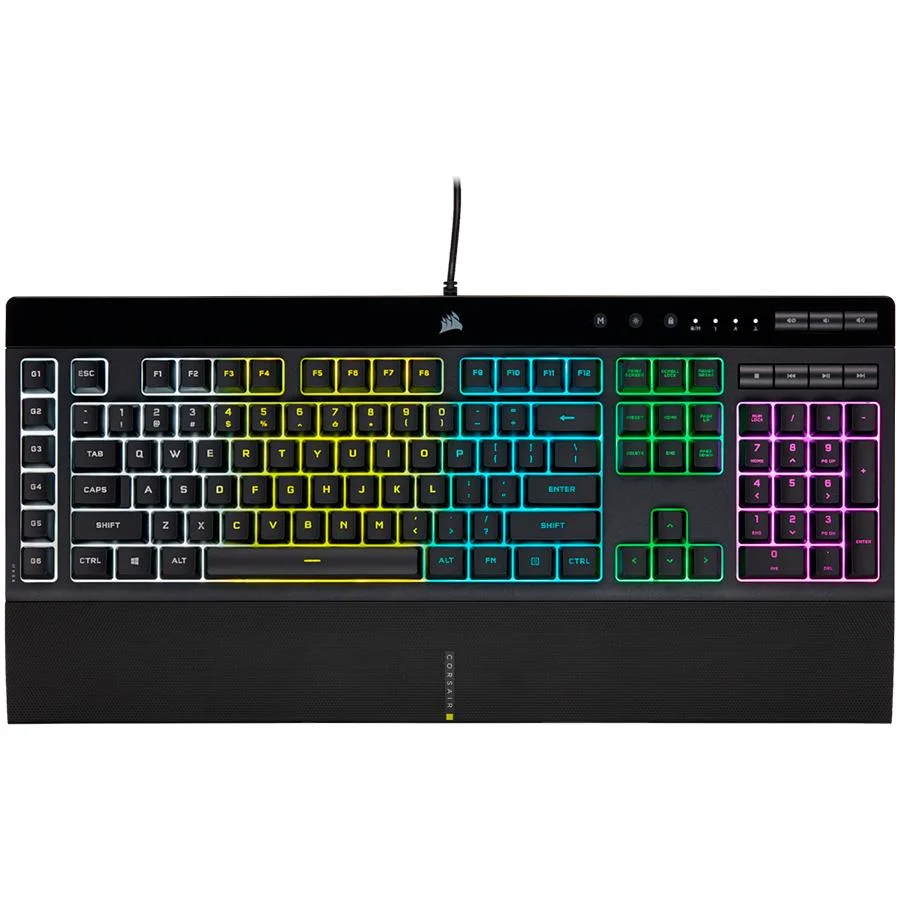 Геймърскa мембранна клавиатура Corsair K55 RGB Pro, USB