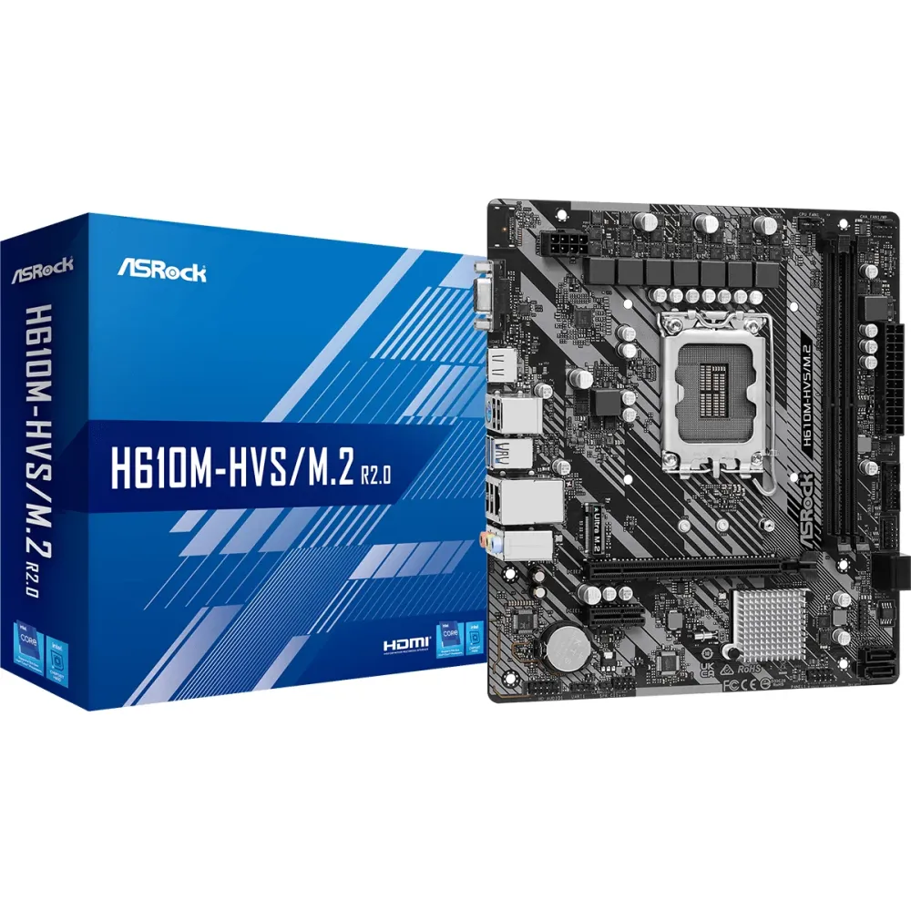 Дънна платка ASRock H610M-HVS/M.2 R2.0, LGA1700, DDR4, mATX