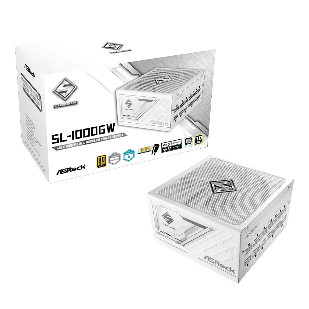 Захранващ блок ASRock Steel Legend White 1000W 80+ Gold Захранващ блок ASRock Steel Legend White 1000W 80+ Gold