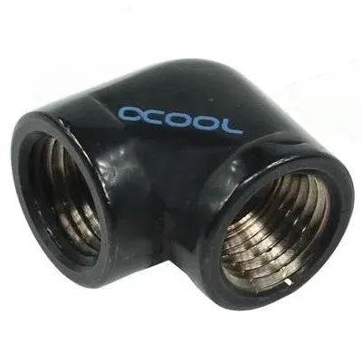 L-конектор Alphacool HF, Вътрешна резба G1/4 - G1/4, 90°, Черен мат