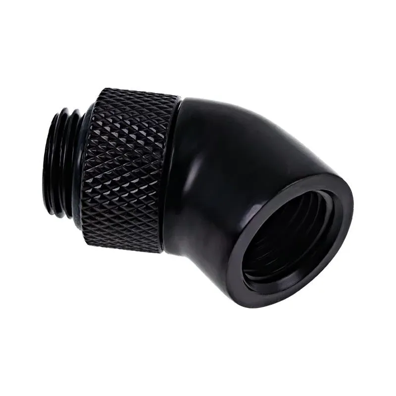 Ъглов адаптер Alphacool Eiszapfen, 45°, G1/4 външна към G1/4 вътрешна резба, Черен мат