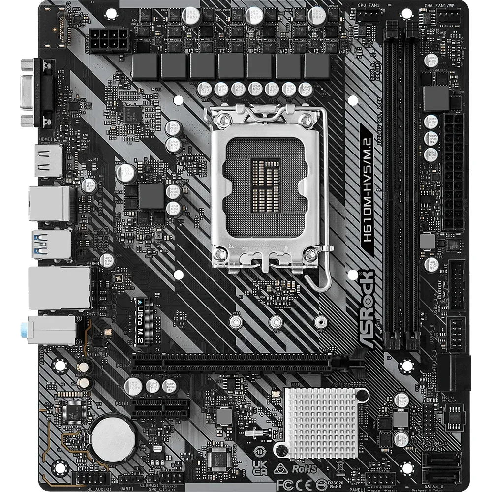 Дънна платка ASRock H610M-HVS/M.2 R2.0, LGA1700, DDR4, mATX Дънна платка ASRock H610M-HVS/M.2 R2.0, LGA1700, DDR4, mATX