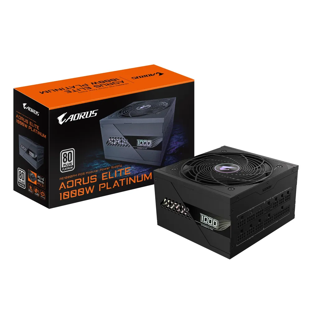 Захранващ блок Gigabyte AORUS ELITE P1000W 80+ Platinum, PCIe 5.0 Захранващ блок Gigabyte AORUS ELITE P1000W 80+ Platinum, PCIe 5.0