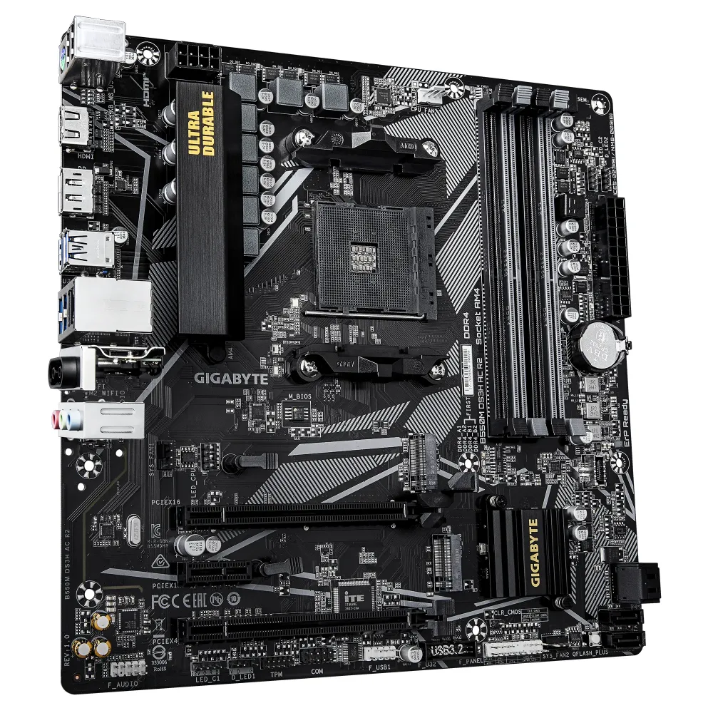 Дънна платка GIGABYTE B550M DS3H AC R2 Socket AM4