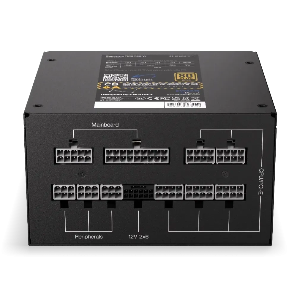 Захранващ блок Endorfy Supremo FM6 750W 80+ Gold, PCIe 5.1 - Fully Modular