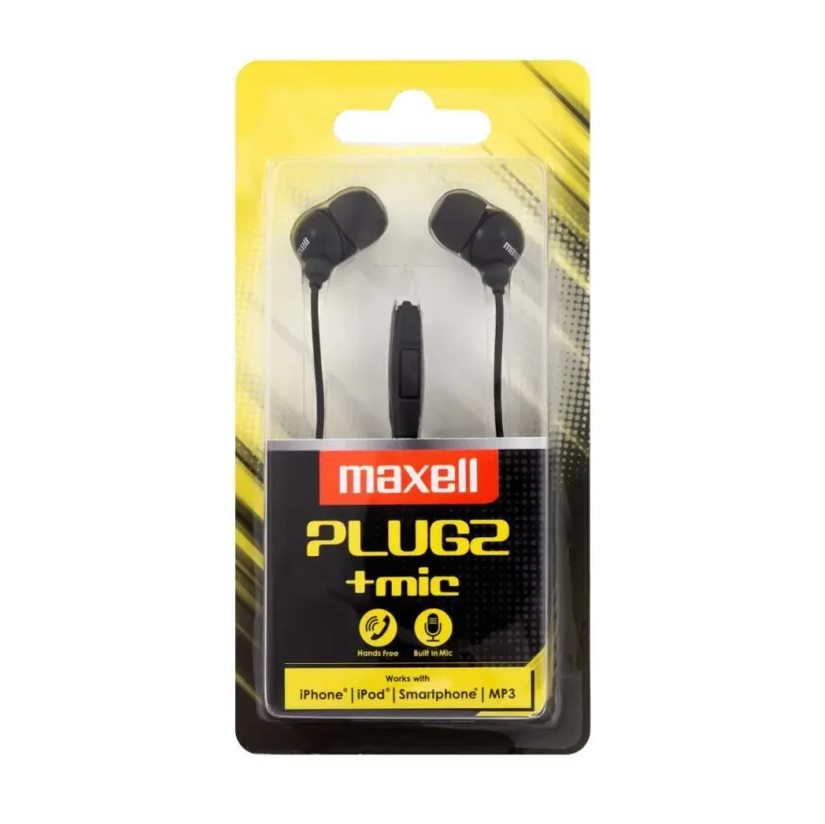 Слушалки с микрофон MAXELL PLUGZ черна Слушалки с микрофон MAXELL PLUGZ черна