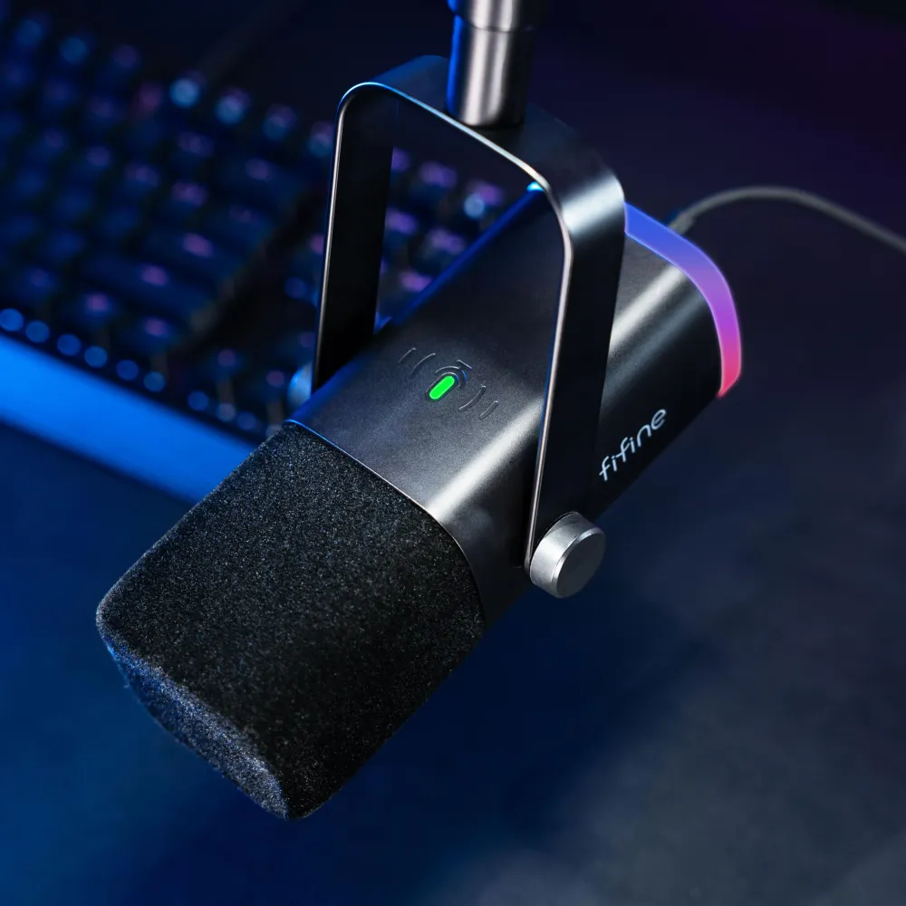 Микрофон със стойка FIFINE AM8T Dynamic RGB - Black