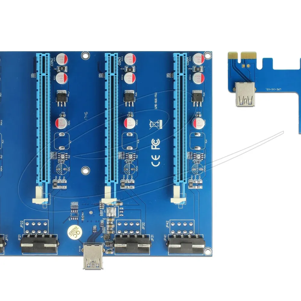 Конвертор Delock Riser Card PCI Express x1 > 4 x PCIe x16 with 60 cm USB cable