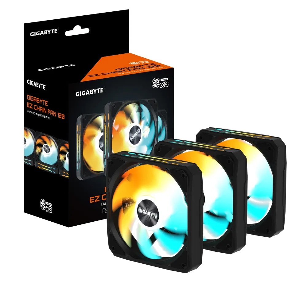 Комплект вентилатори 3-Pack GIGABYTE AORUS EZ CHAIN FAN 120, 120x120x25mm ARGB