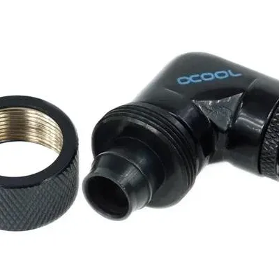 Компресионен фитинг Alphacool, 16/10 - G1/4, 90°, Въртящ се, Черен мат