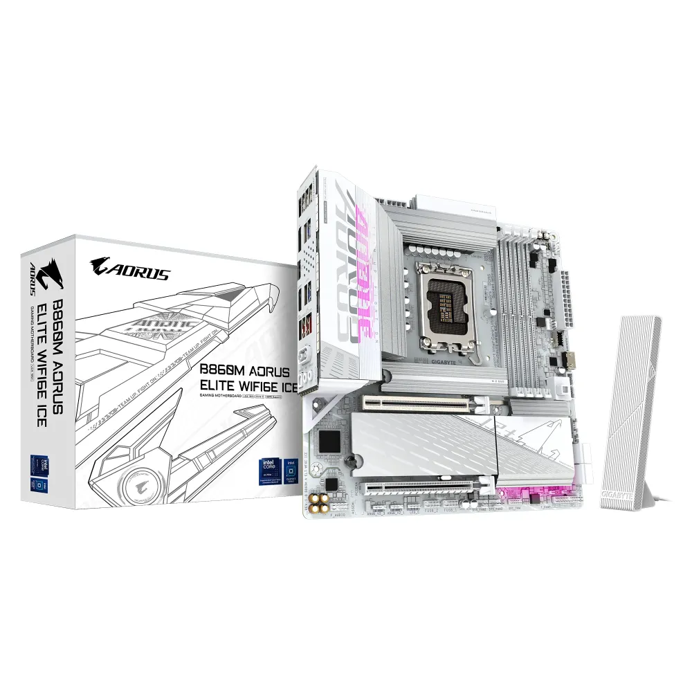 Дънна платка GIGABYTE B860M AORUS ELITE WiFi 6E ICE, LGA 1851