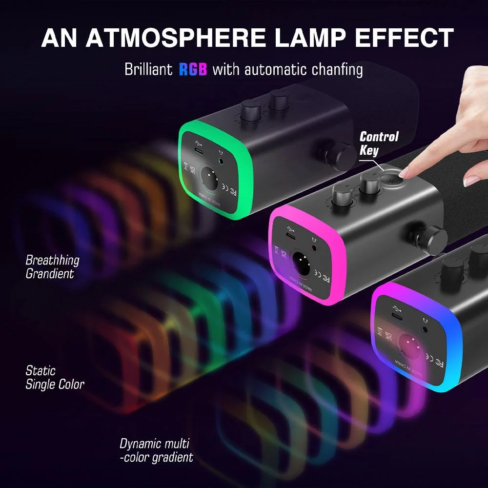 Настолен микрофон FIFINE AM8 Dynamic RGB XLR/USB- Black