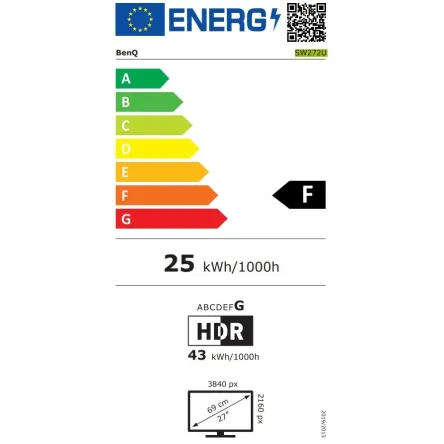 Монитор BenQ PhotoVue SW272Q, 27 inch, 1440p, HDR, Черен