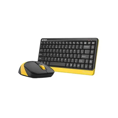 Комплект клавиатура и мишка A4TECH Fstyler FG1110, Безжичен, Черен/Жълт