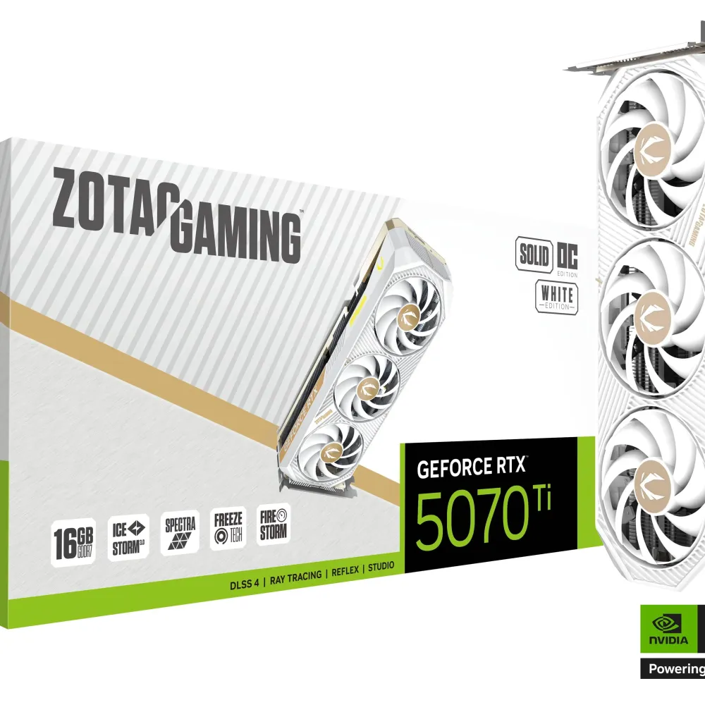 Видео карта ZOTAC GAMING RTX 5070 TI Solid Core OC White 16GB GDDR7