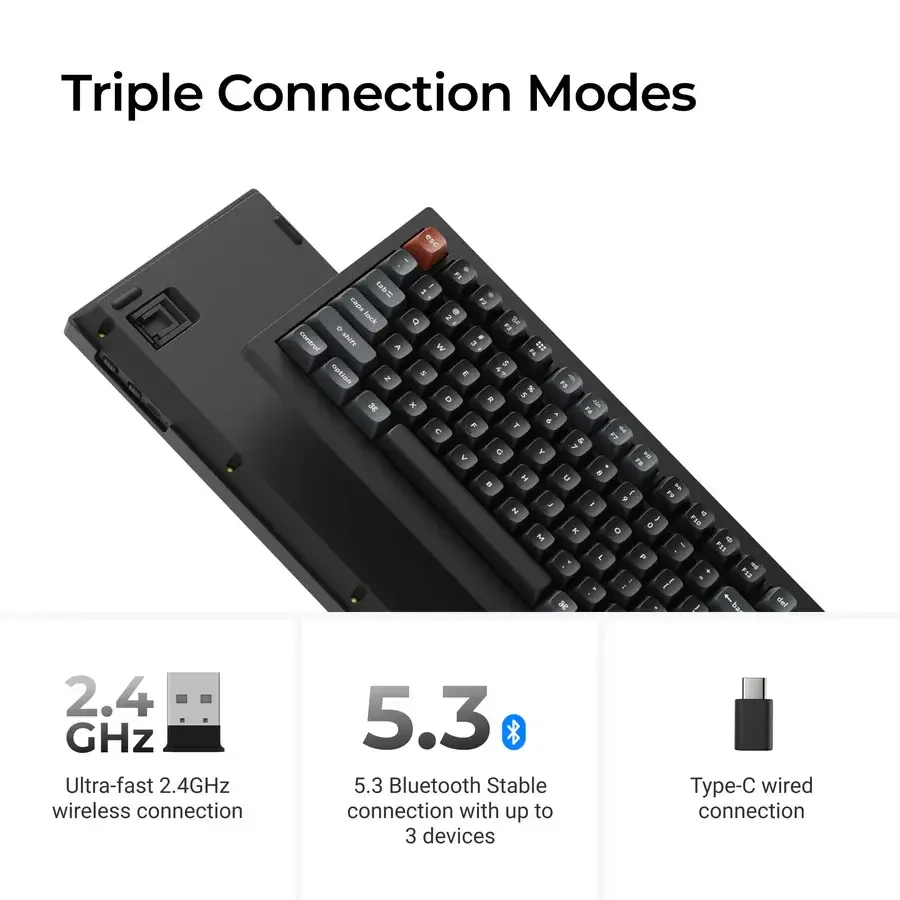 Безжична механичка клавиатура Keychron V1 Ultra 8K - Silk POM Switch Red Безжична механичка клавиатура Keychron V1 Ultra 8K - Silk POM Switch Red
