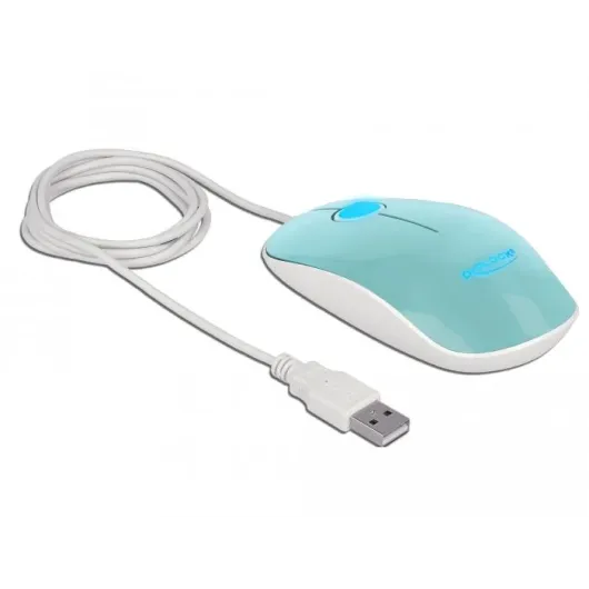Оптична мишка DeLock, USB-A, Кабел 1.3 м, USB, 1200 dpi, Tюркоаз Оптична мишка DeLock, USB-A, Кабел 1.3 м, USB, 1200 dpi, Tюркоаз