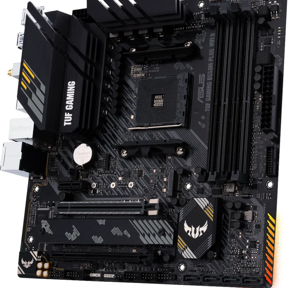 Дънна платка ASUS TUF GAMING B550M-PLUS WIFI II, AMD AM4, micro ATX, 4x DDR4, dual M.2, Wi-Fi 6, PCIe 4.0, Aura Sync RGB