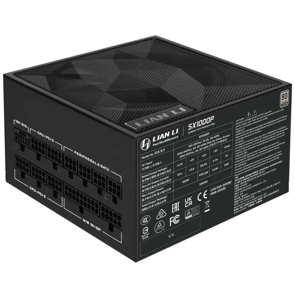Захранващ блок Lian Li SX1000P Black 1000W 80+ Platinum PCIe 5.1, ATX 3.1
