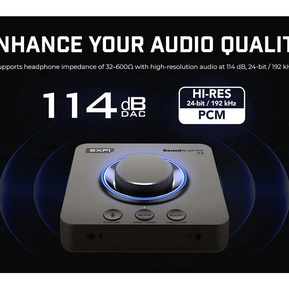 Външна звукова карта Creative Sound Blaster X4, USB-C, DAC, Super X-FI, TOSLINK