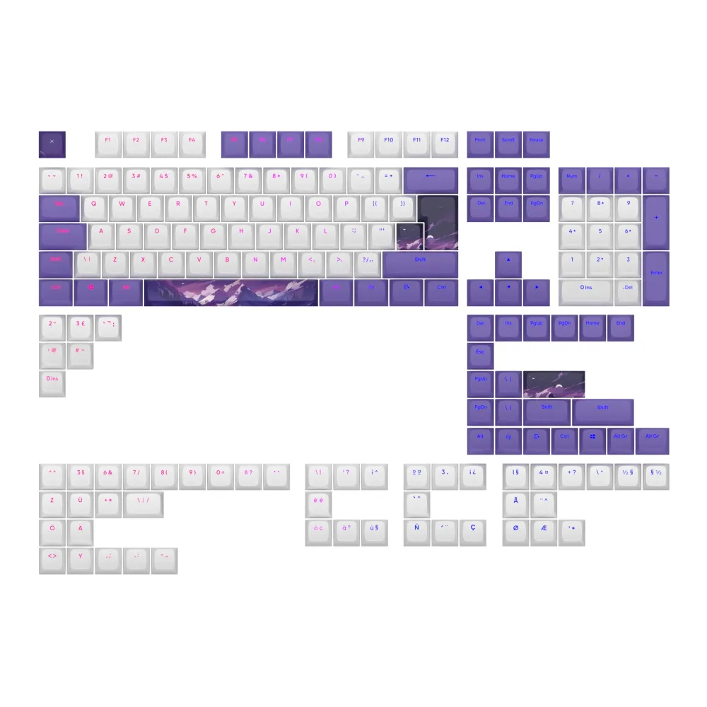 Капачки за механична клавиатура Dark Project - Violet Horizons PBT - ANSI & ISO Капачки за механична клавиатура Dark Project - Violet Horizons PBT - ANSI & ISO