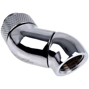 Ъглов адаптер Alphacool Eiszapfen, 2 x 45°, G1/4 външна към G1/4 вътрешна резба, Сребрист